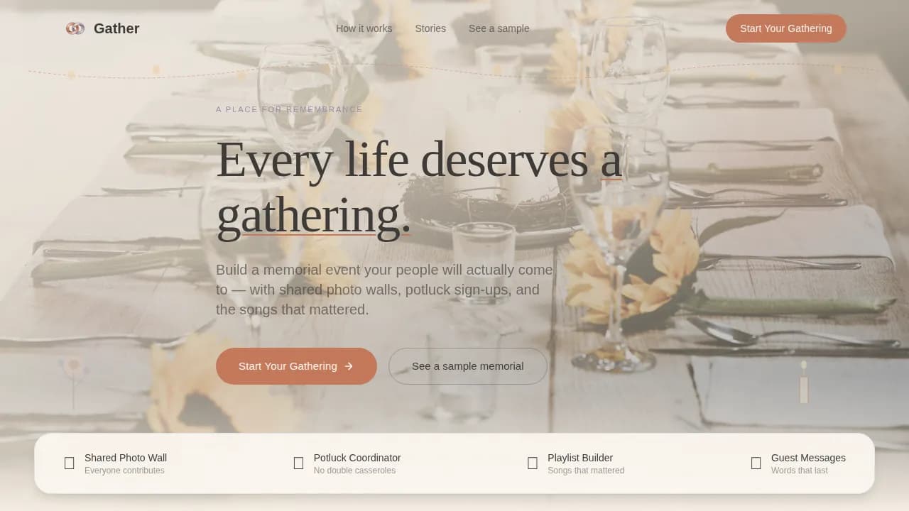 Tribute — Dignified Memorial Booking Landing Page Template