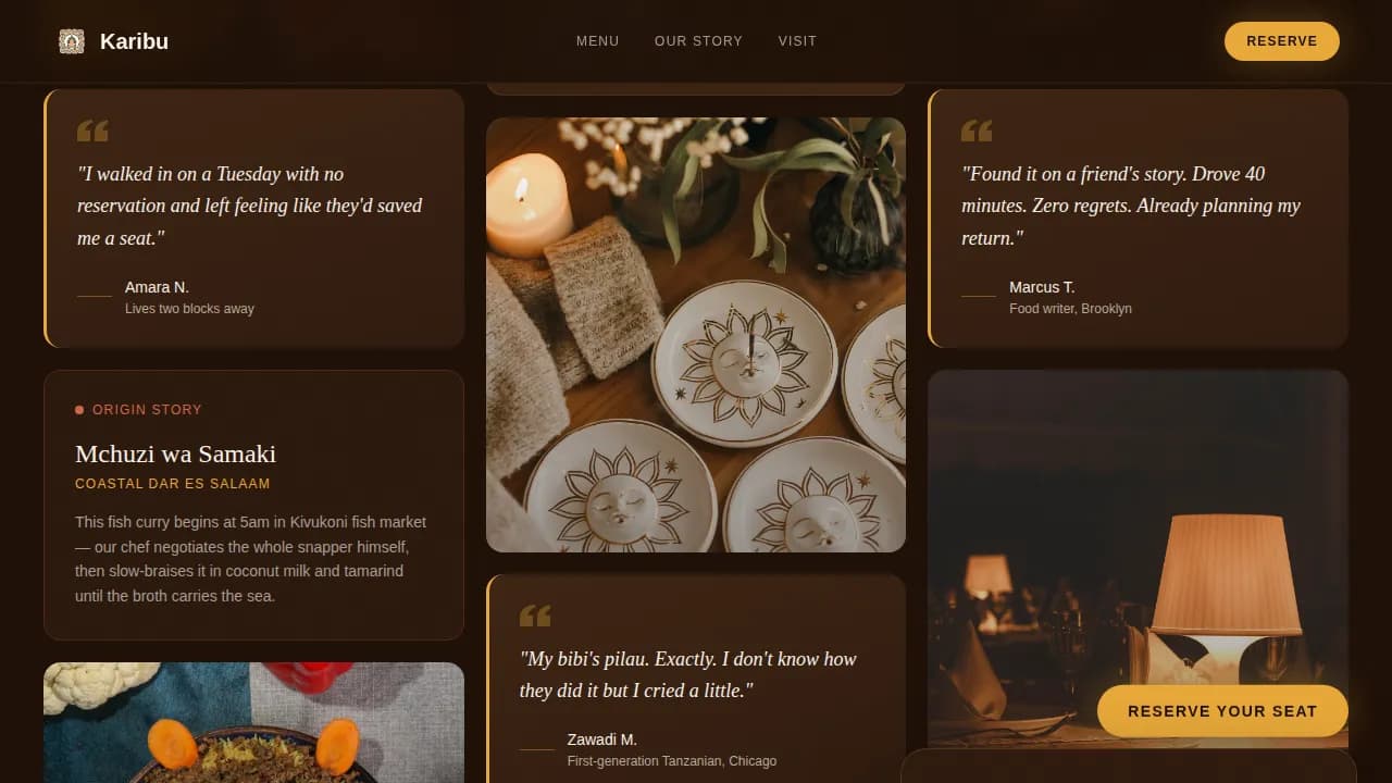 Jambo — Refined East African Cuisine Landing Page Template