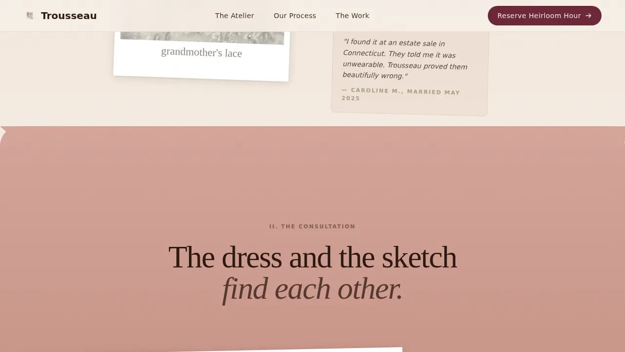 Vintage — Timeless Bridal Couture Landing Page Template
