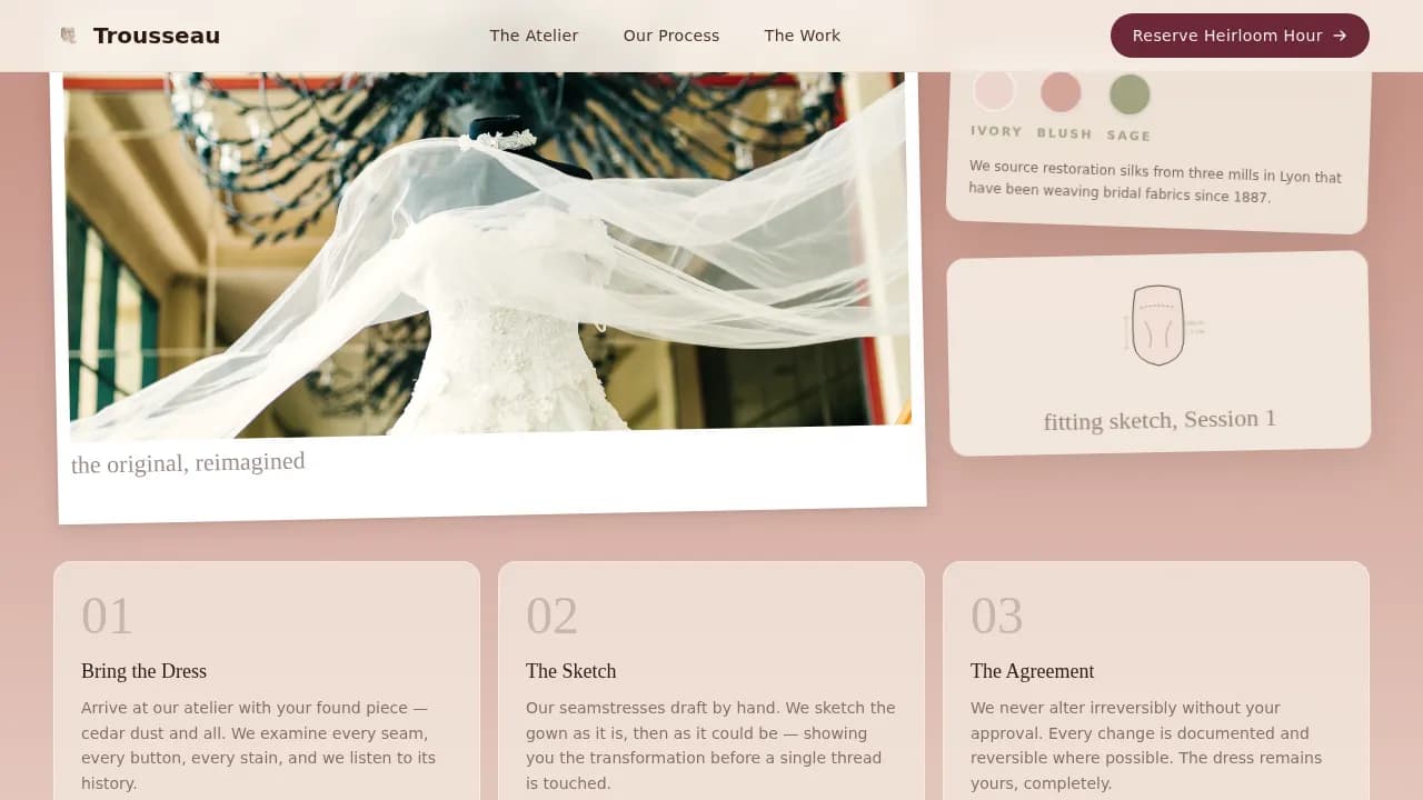 Vintage — Timeless Bridal Couture Landing Page Template