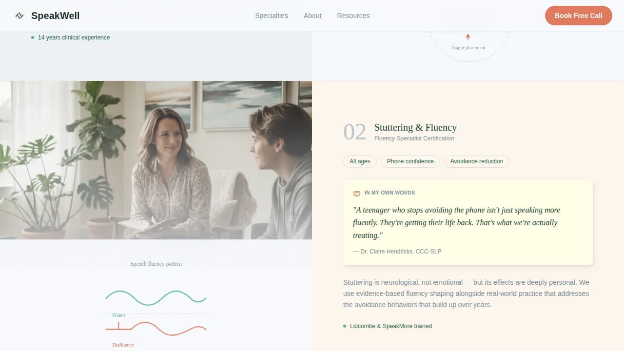 Vocal — Licensed Speech Therapy Landing Page Template