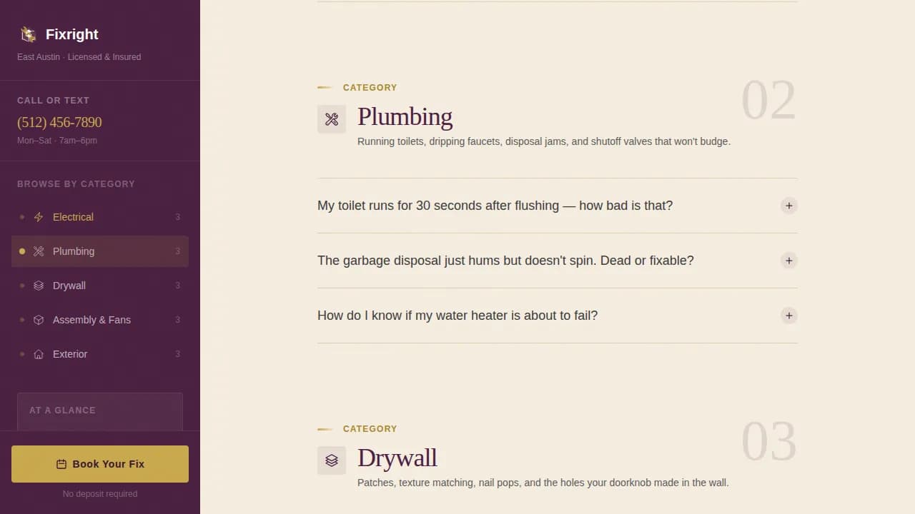 Fixright - Trusted Handyman Booking Landing Page Template