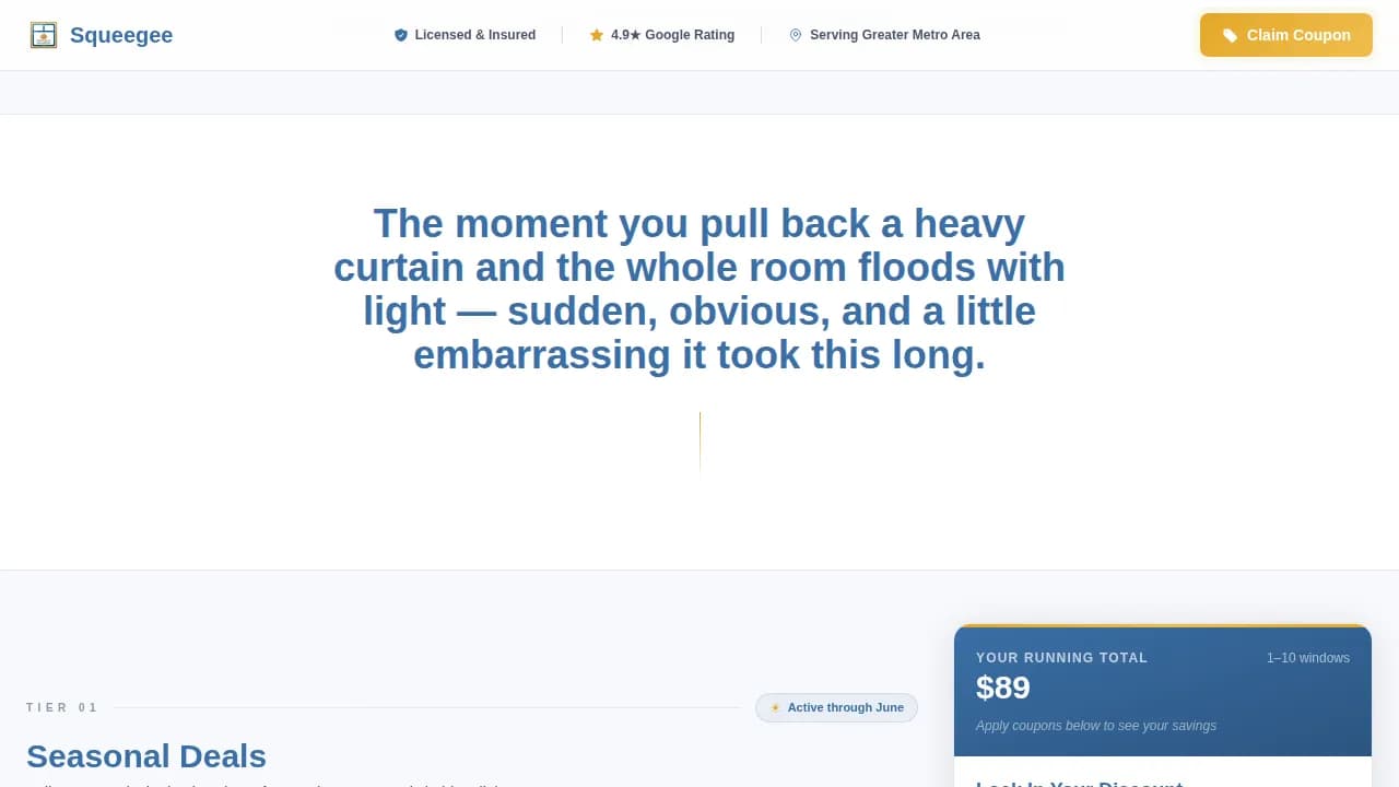Squeegee — Smart Window Cleaning Landing Page Template