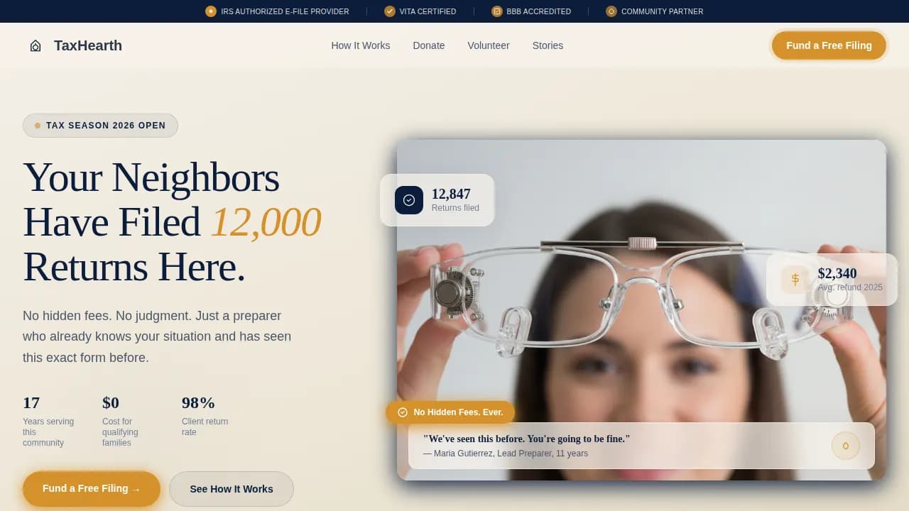 TaxHearth - Trusted Community IRS Tax Office Landing Page Template