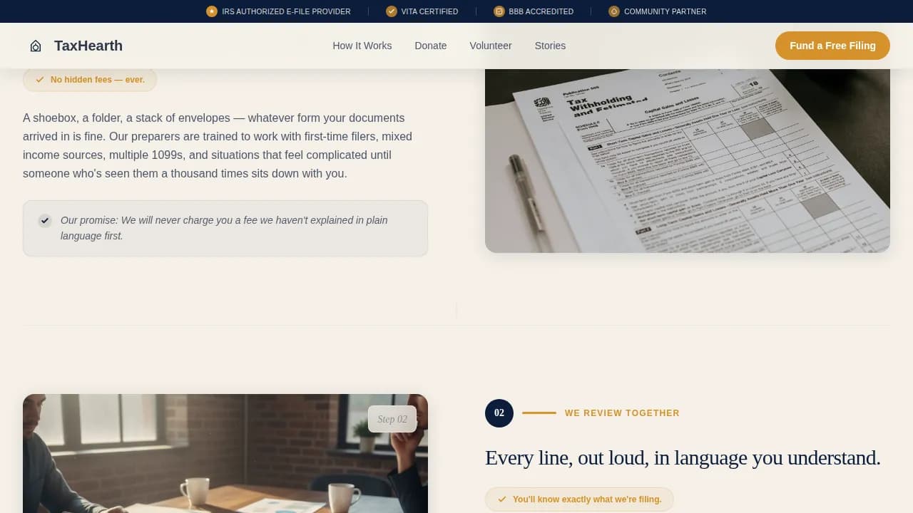 TaxHearth - Trusted Community IRS Tax Office Landing Page Template