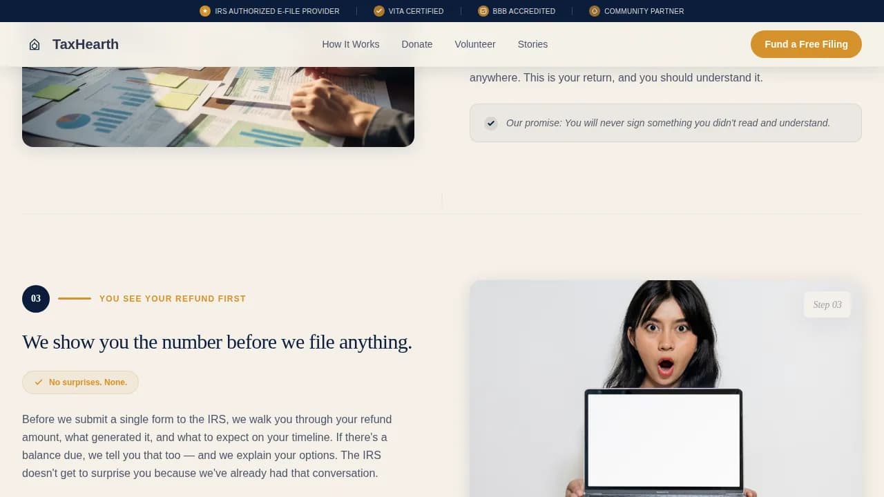 TaxHearth - Trusted Community IRS Tax Office Landing Page Template
