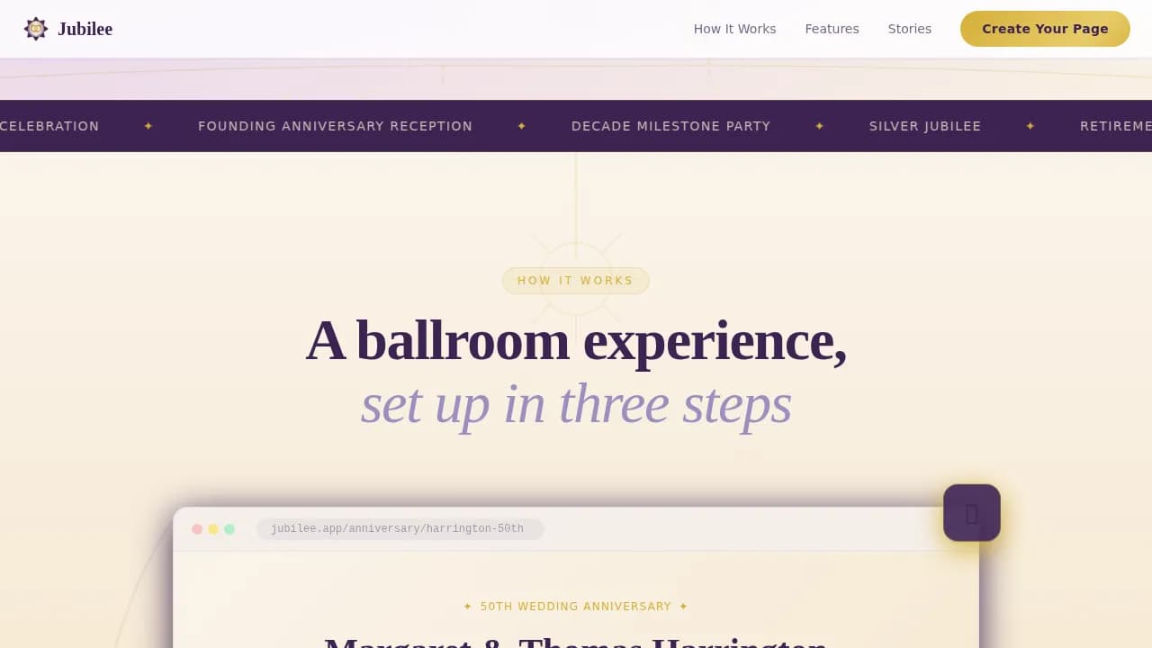Jubilee — Premium Event Booking Landing Page Template