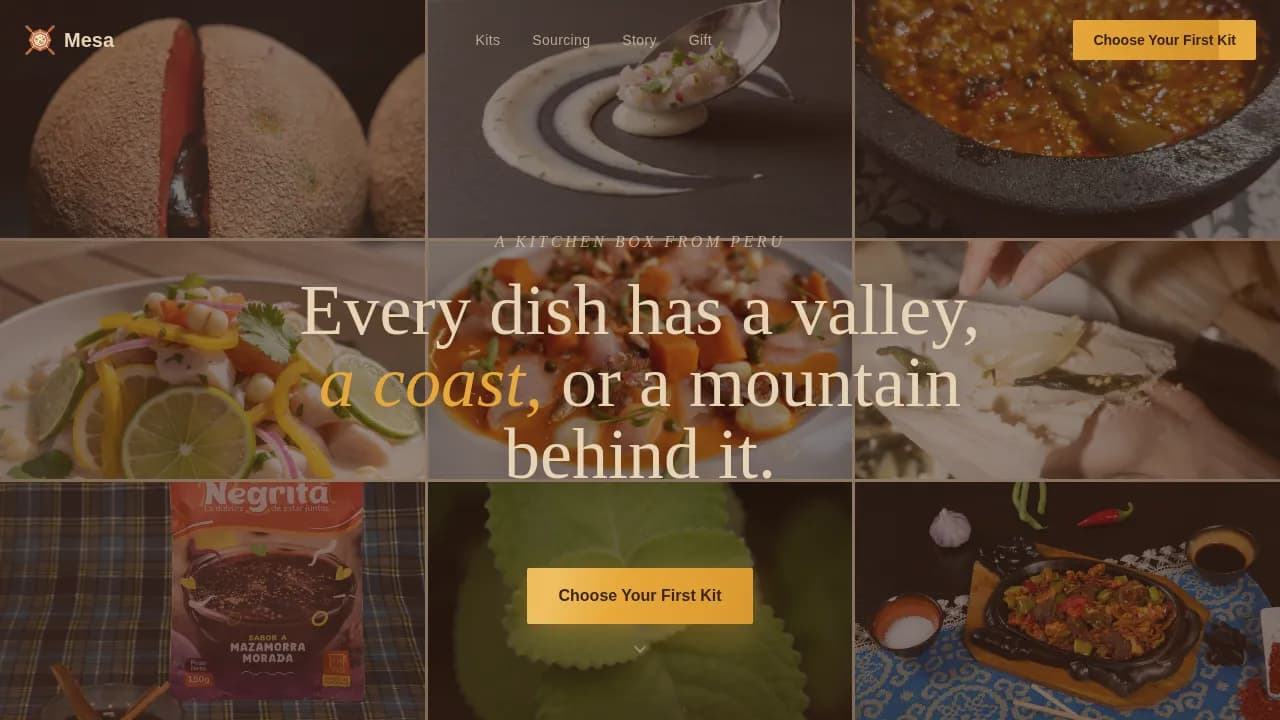 Mesa — Gourmet Peruvian Meals Landing Page Template