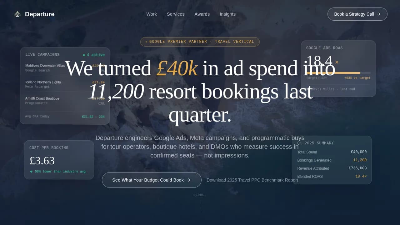Departure - Award Winning Travel PPC Agency Landing Page Template