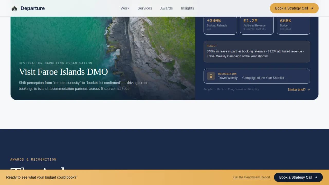 Departure - Award Winning Travel PPC Agency Landing Page Template