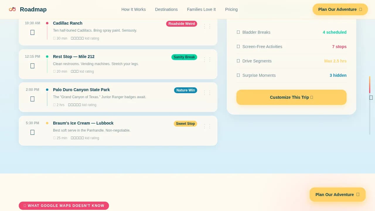 Roadmap — Premium Family Travel Landing Page Template