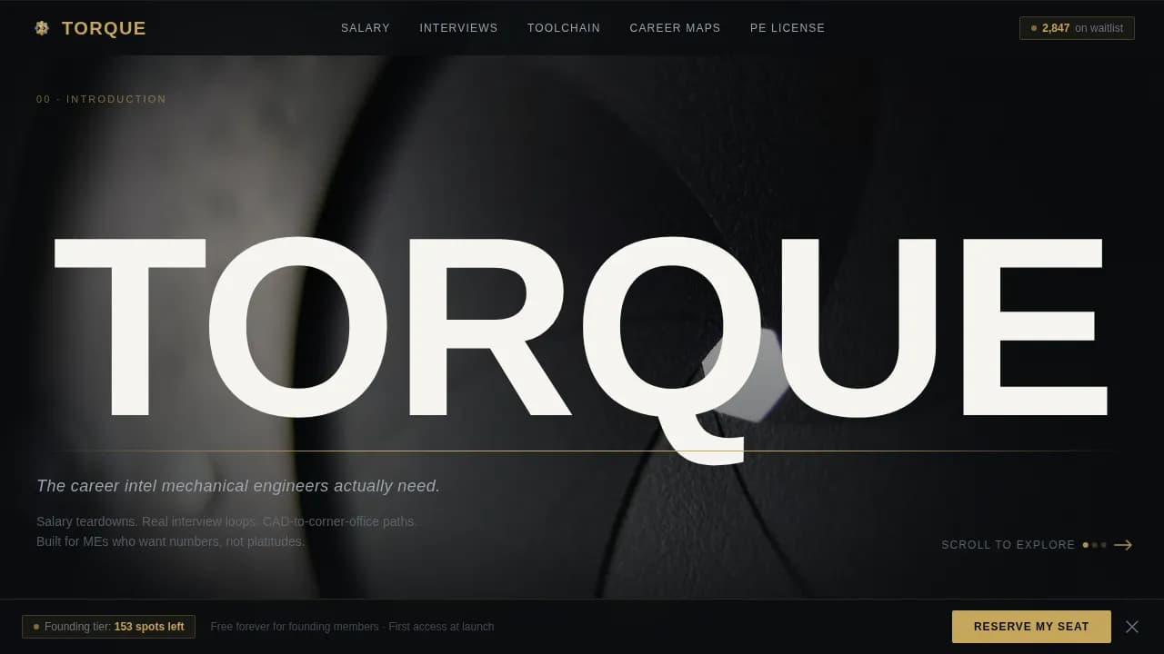 Torque — Professional Mechanical Engineering Landing Page Template
