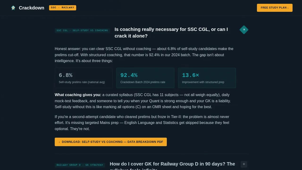 Crackdown — Intensive Exam Prep Landing Page Template