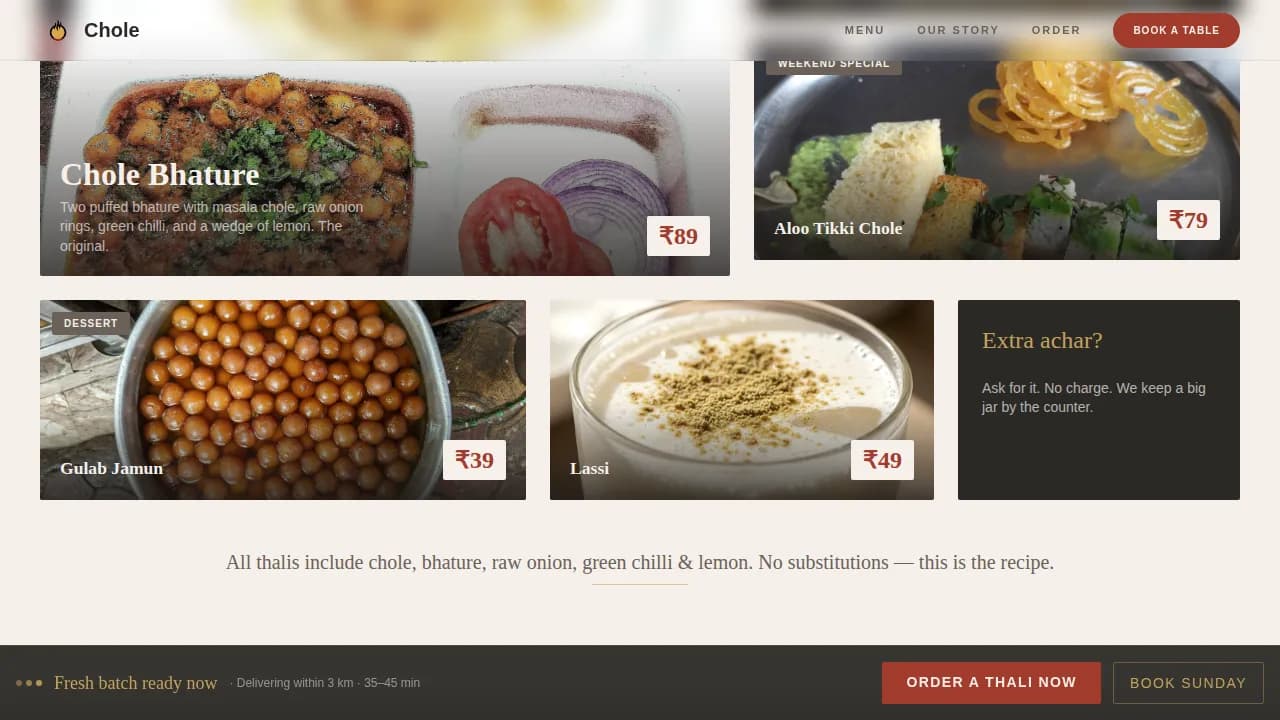 Chole — Authentic Indian Restaurant Landing Page Template