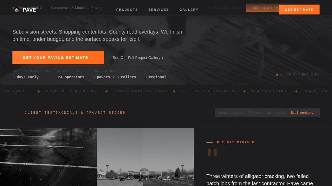 Surface — Durable Asphalt Paving Landing Page Template