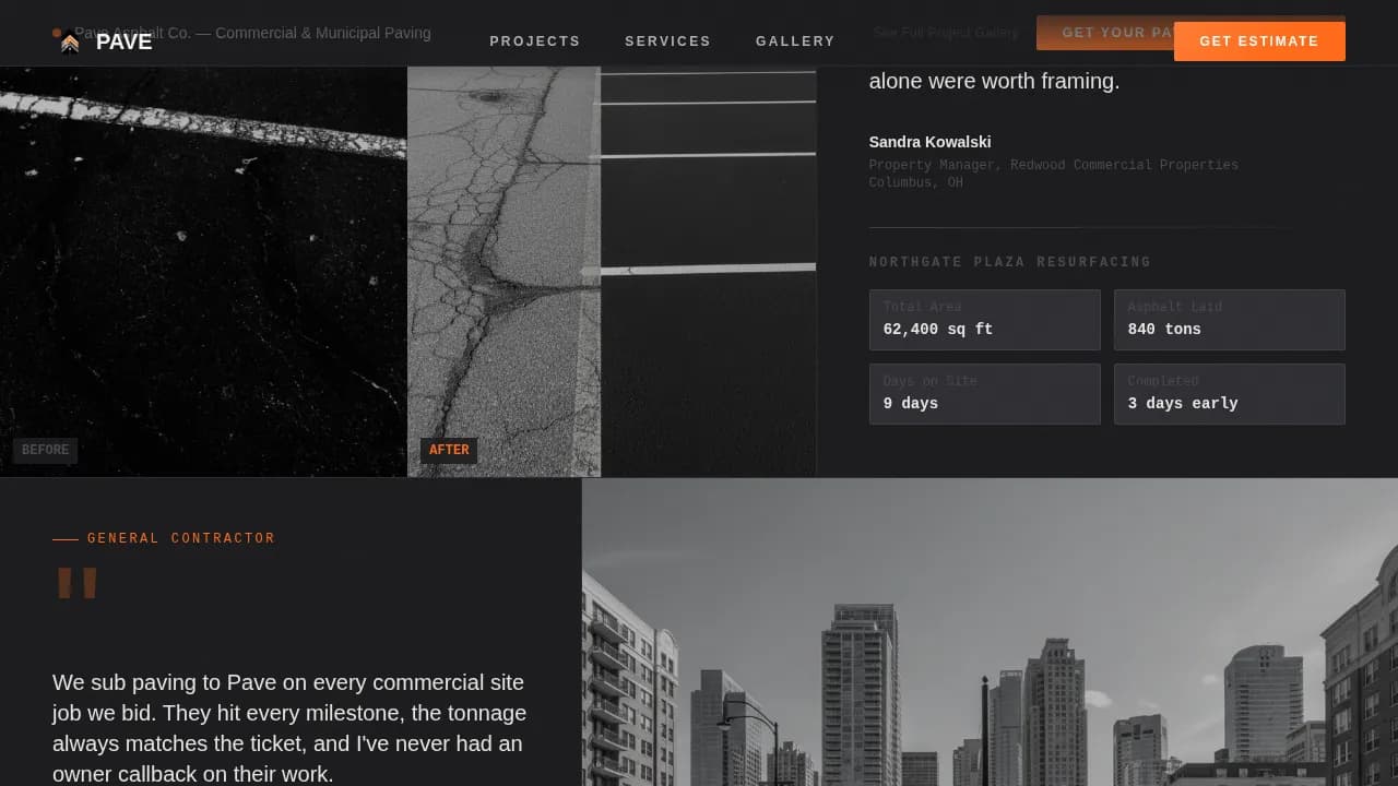 Surface — Durable Asphalt Paving Landing Page Template