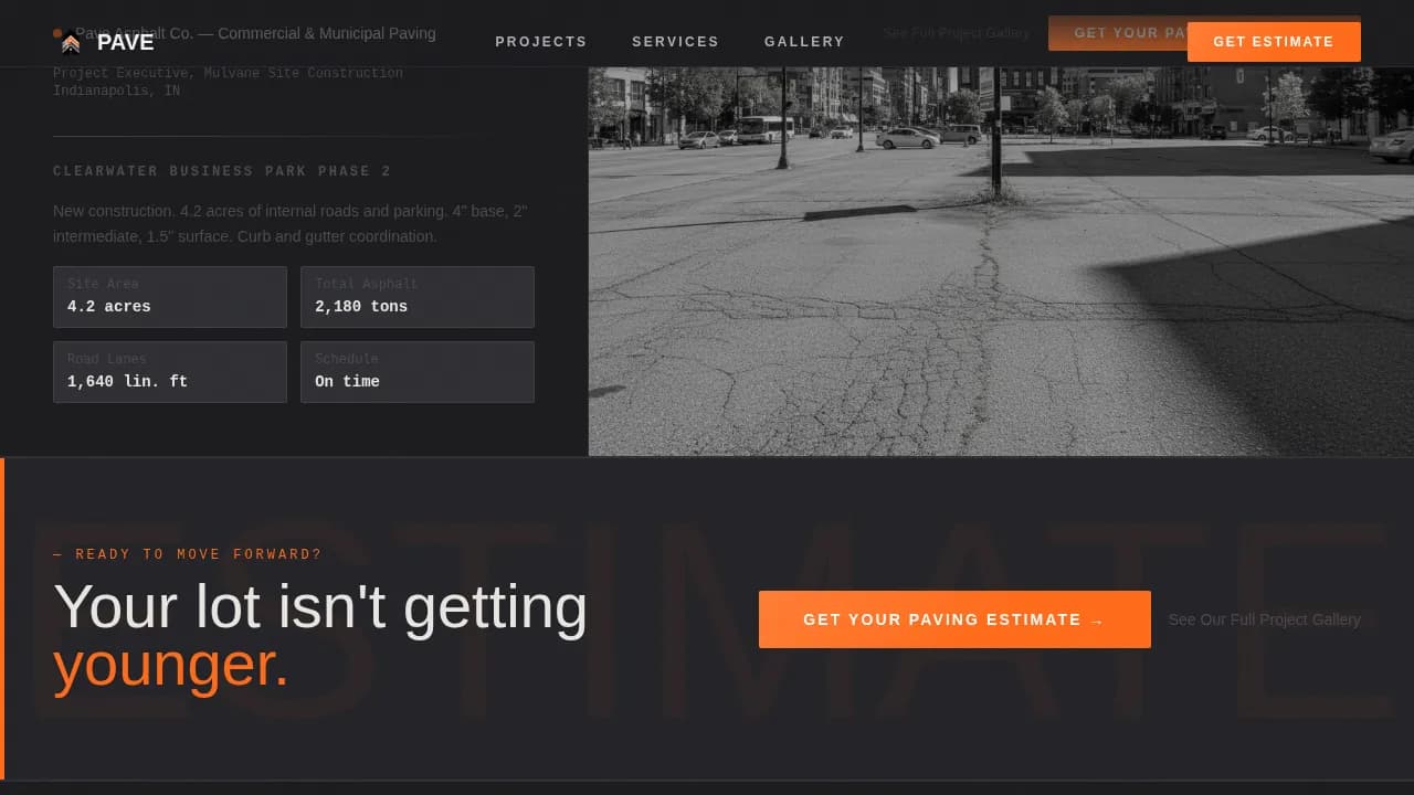 Surface — Durable Asphalt Paving Landing Page Template