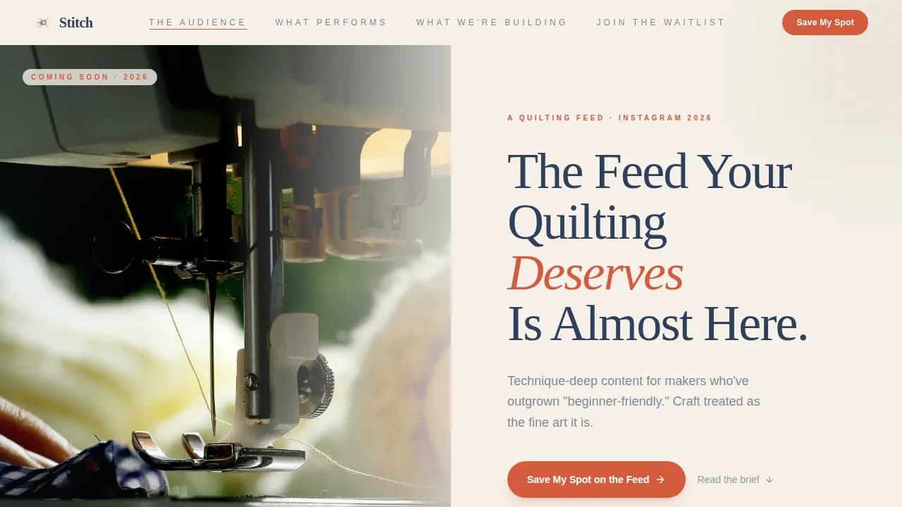 Threadwork — Handmade Quilting Landing Page Template