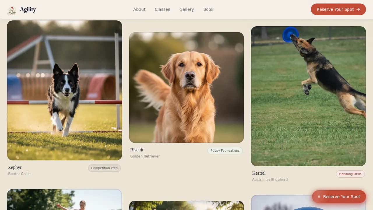 Swift — Advanced Sport Dog Training Landing Page Template