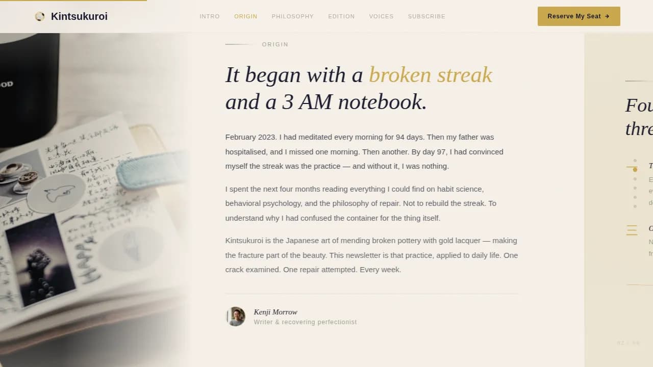 Ritual — Daily Habit Newsletter Landing Page Template