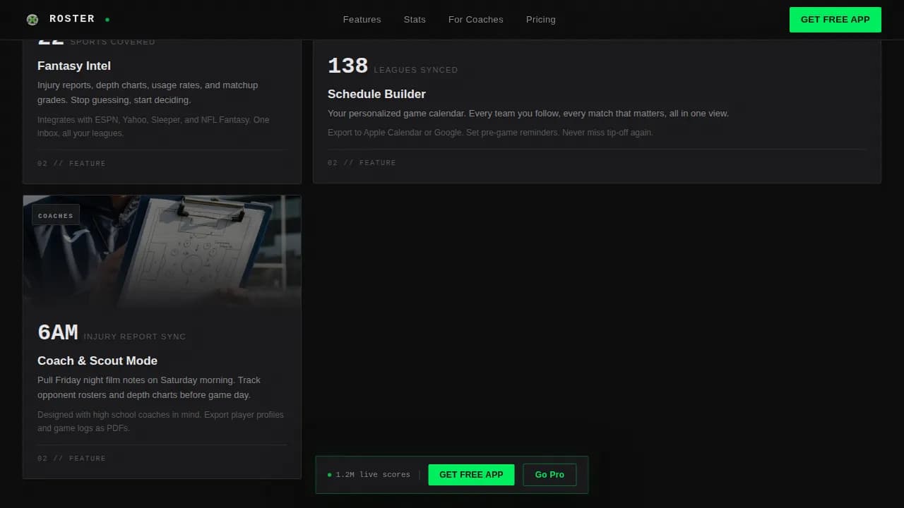 StatTrack — Complete Sports Team App Landing Page Template