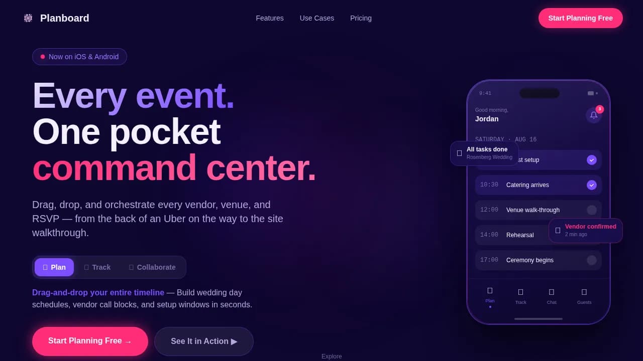 Orchestrate — Agile Event Planning Landing Page Template