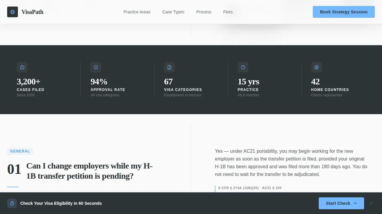 Navigate — Expert Immigration Law Landing Page Template