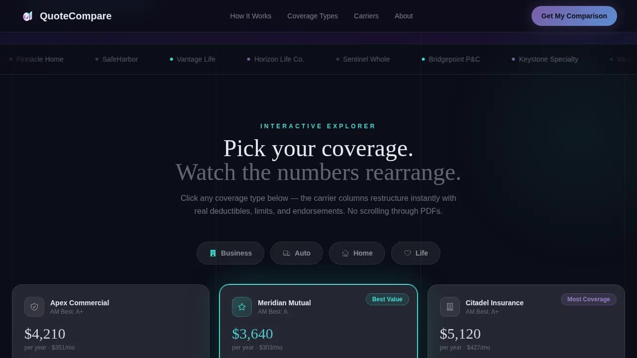 Quote - Transparent Insurance Comparison Landing Page Template