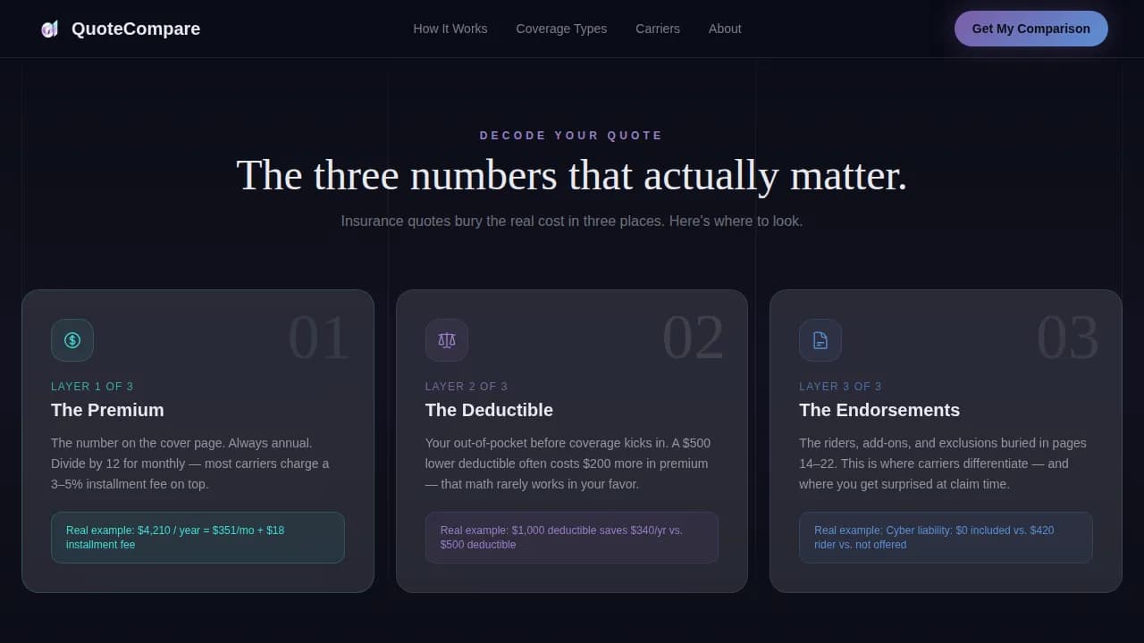 Quote - Transparent Insurance Comparison Landing Page Template
