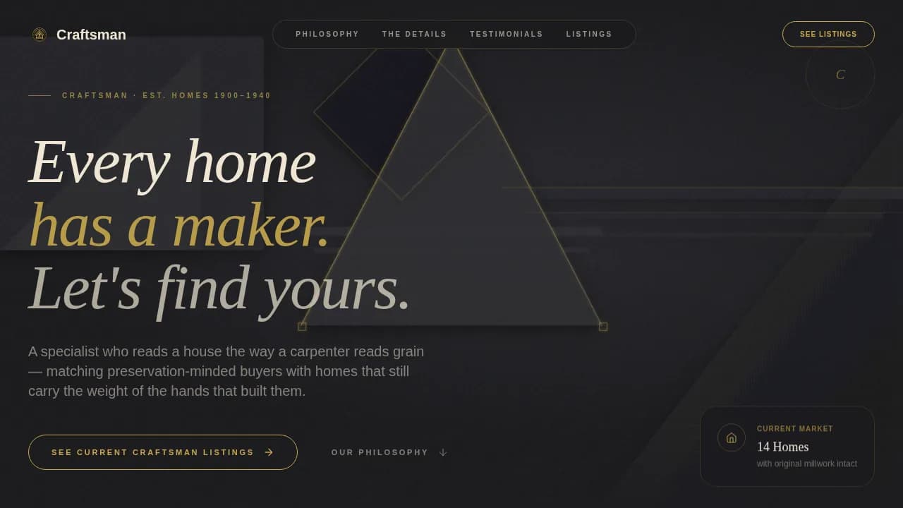 Craftsman - Artisan Heritage Realtor Landing Page Template