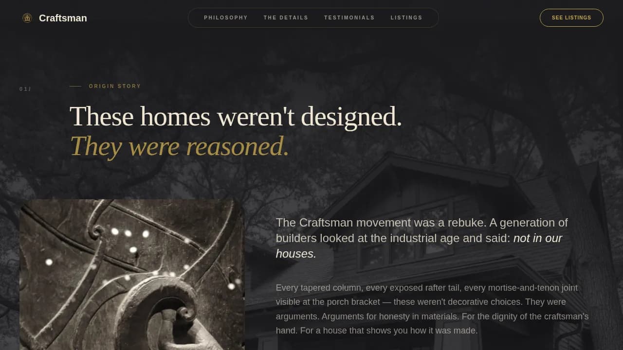 Craftsman - Artisan Heritage Realtor Landing Page Template