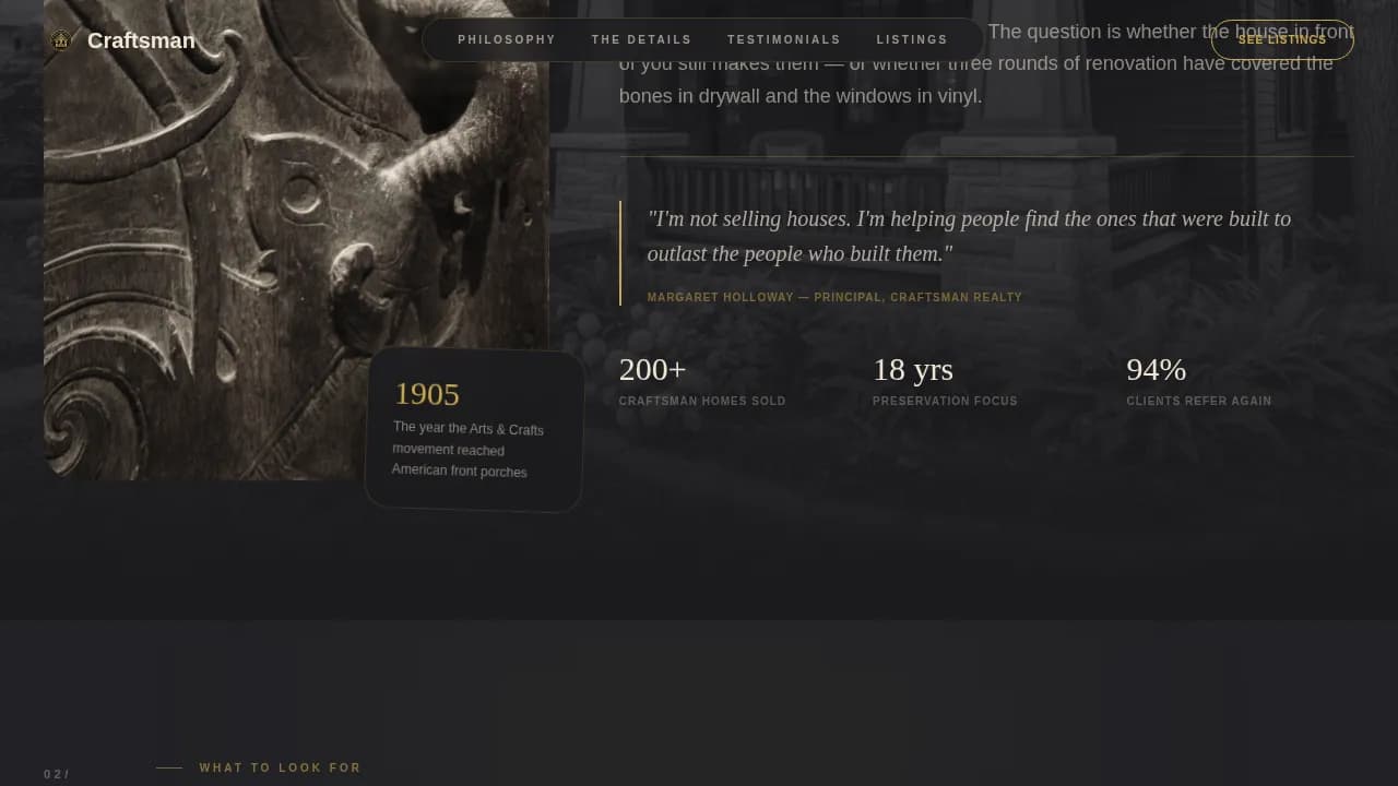 Craftsman - Artisan Heritage Realtor Landing Page Template