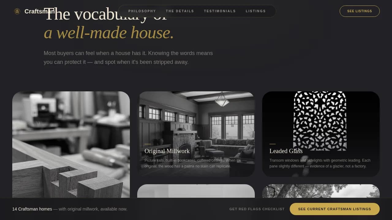 Craftsman - Artisan Heritage Realtor Landing Page Template