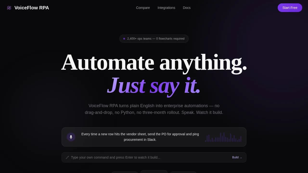 Invoke - Voice-Activated RPA Workflow Automation Landing Page Template