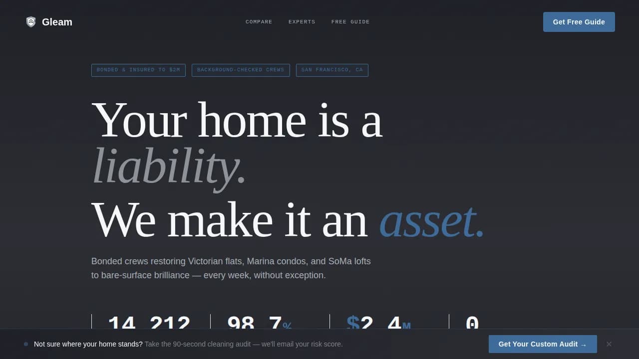 Sparkle — Precision Residential Cleaning Landing Page Template