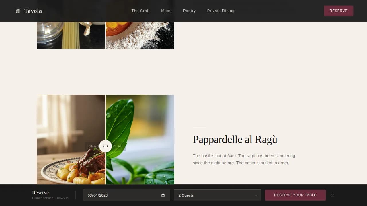 Cotta — Artisan Italian Dining Landing Page Template