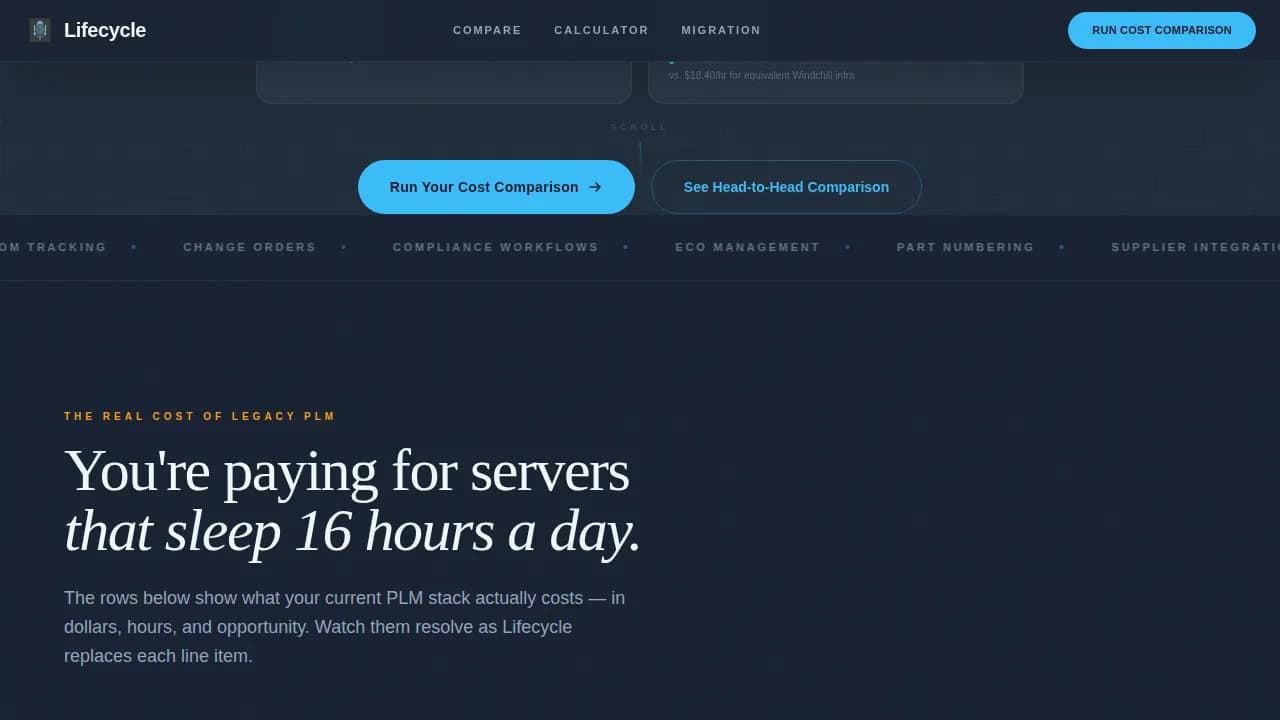 Lifecycle - Zero Infrastructure PLM Landing Page Template
