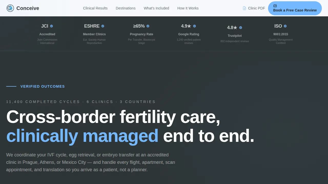 Conceive - Cross-Border IVF Concierge Landing Page Template