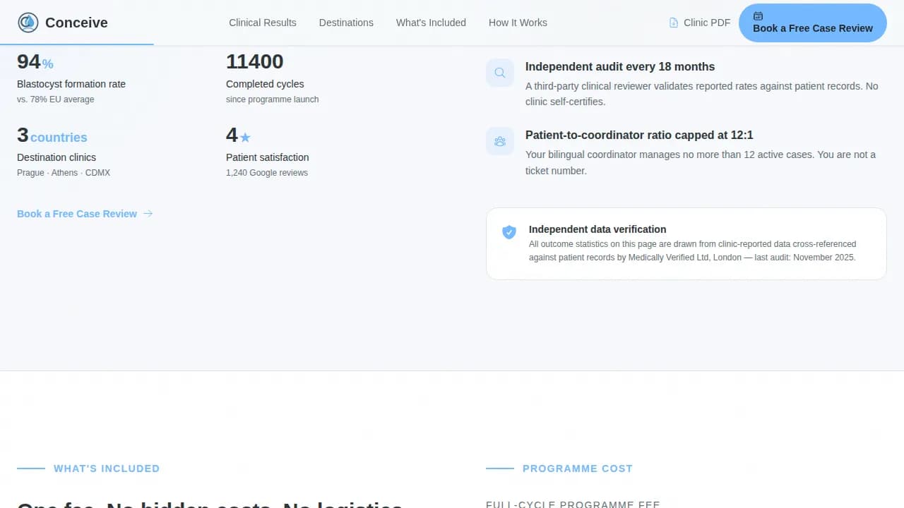 Conceive - Cross-Border IVF Concierge Landing Page Template