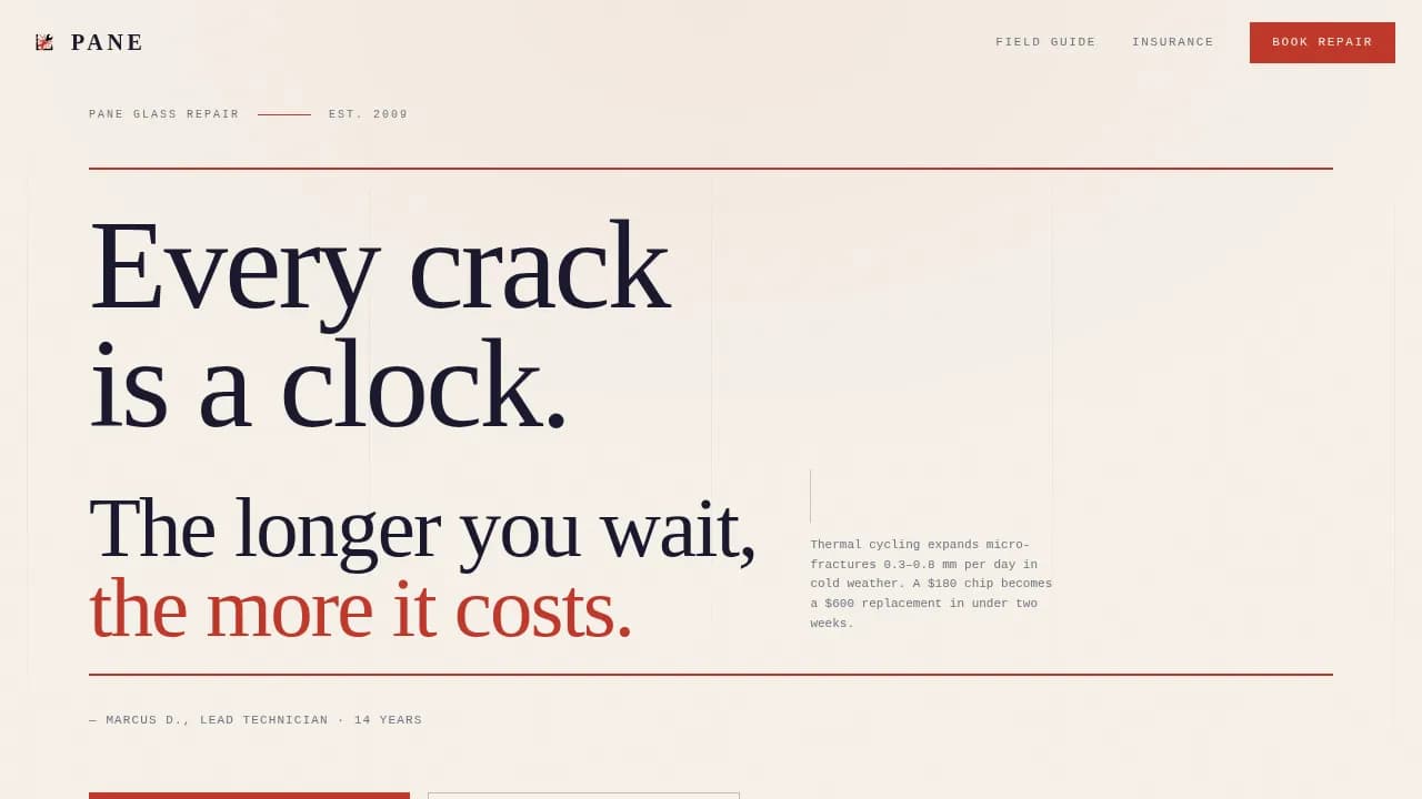 Crystal — Expert Glass Restoration Landing Page Template