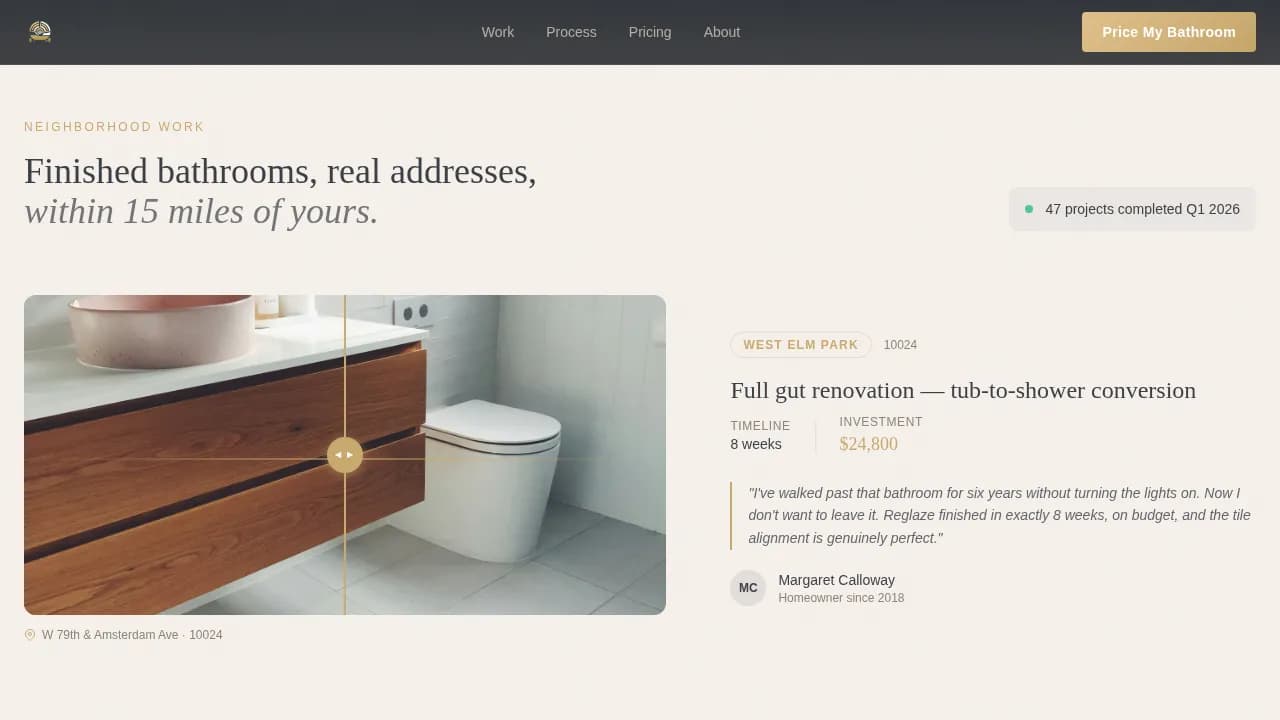 Reglaze - Neighborhood Bathroom Remodeling Landing Page Template