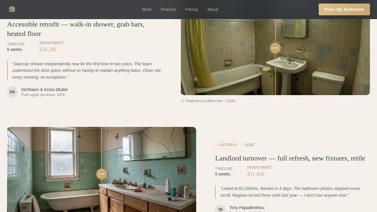 Reglaze - Neighborhood Bathroom Remodeling Landing Page Template