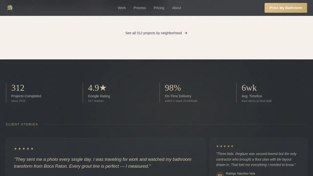 Reglaze - Neighborhood Bathroom Remodeling Landing Page Template