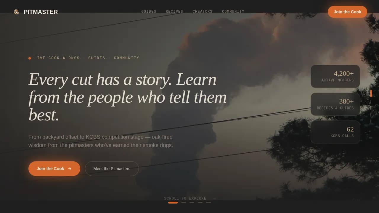Pitmaster - Heritage Smokehouse Community Landing Page Template