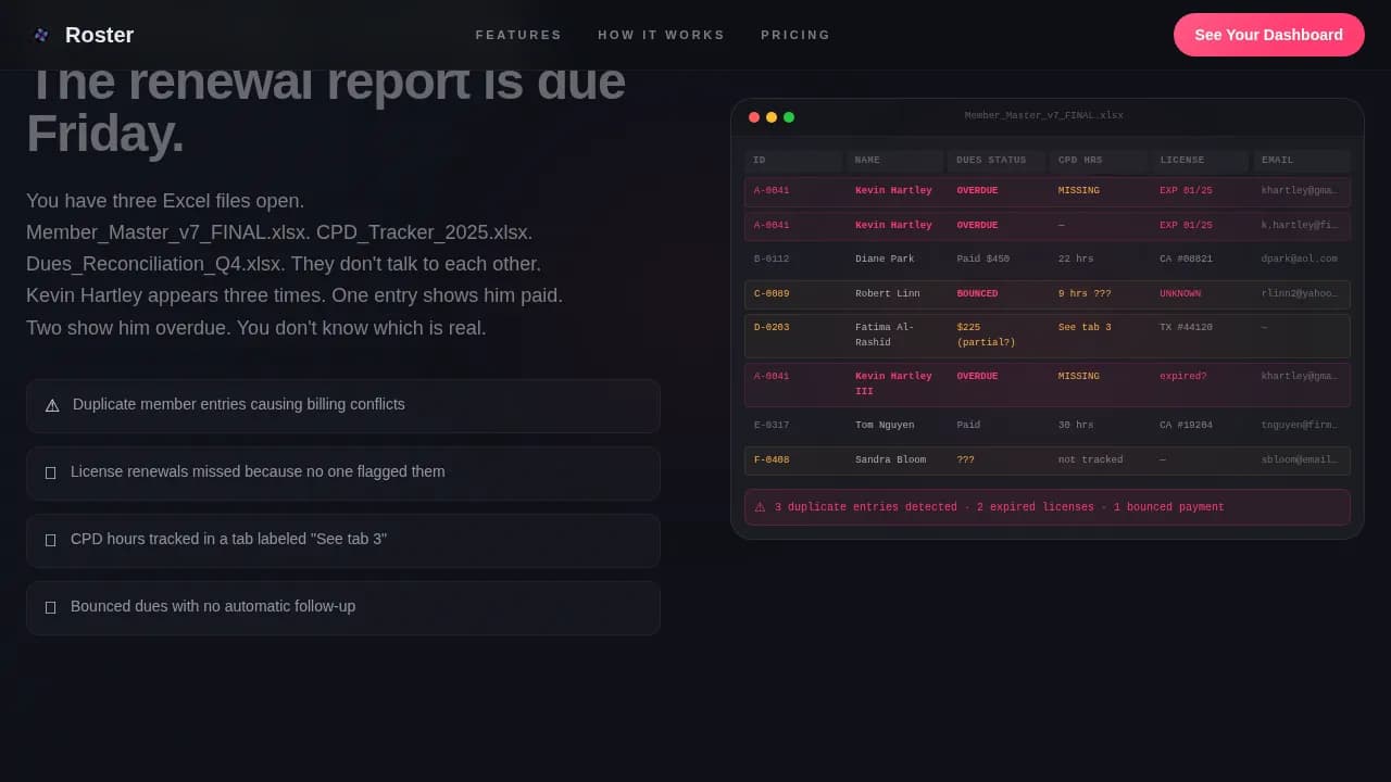 Roster - Intelligent Membership Management Landing Page Template