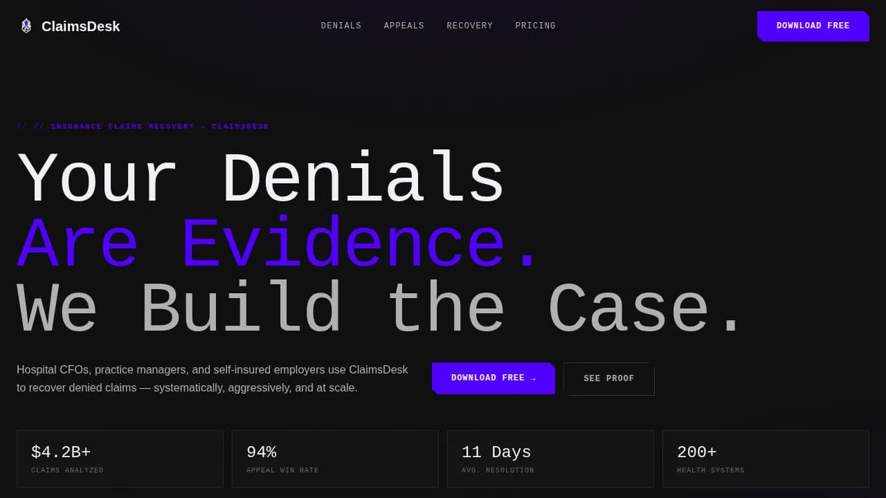 Claims - Brutalist Insurance Recovery Landing Page Template