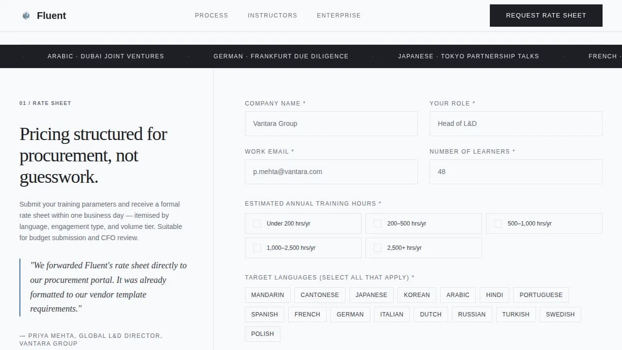 Speak — Expert Language Tutor Landing Page Template