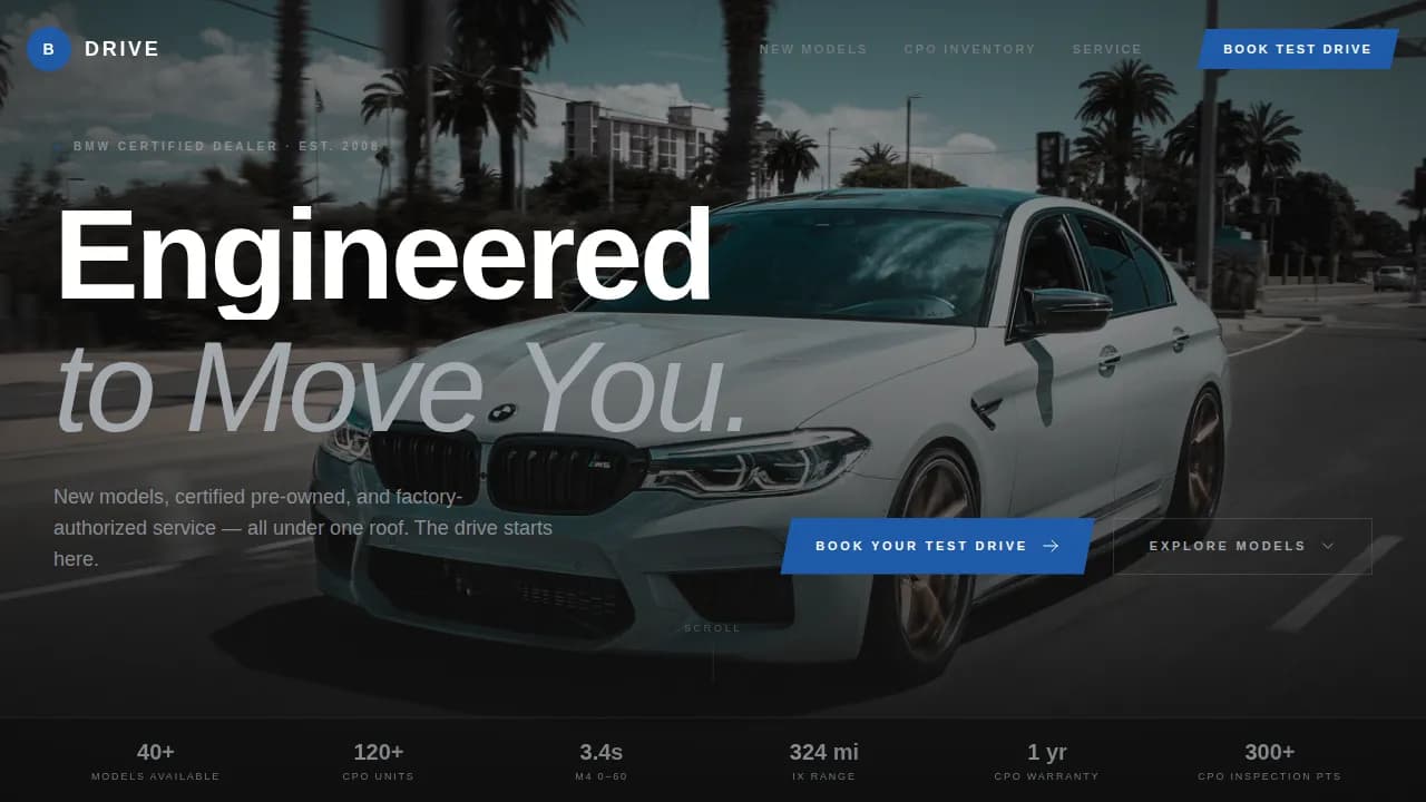 Drive - Engineered Precision BMW Certified Dealer Landing Page Template
