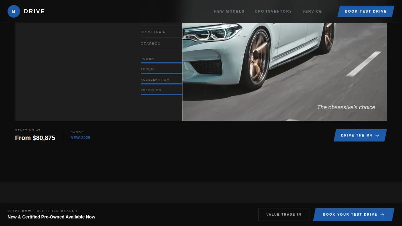 Drive - Engineered Precision BMW Certified Dealer Landing Page Template