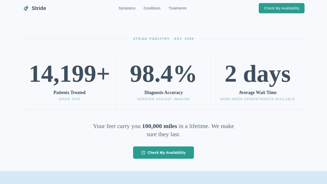 Podiatrist Booking Website Template
